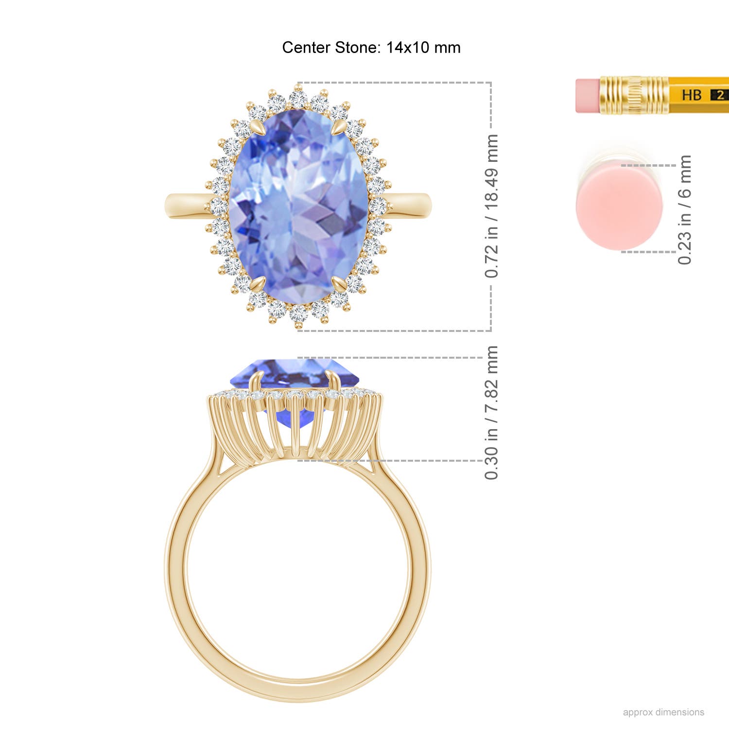 A - Tanzanite / 6.34 CT / 14 KT Yellow Gold