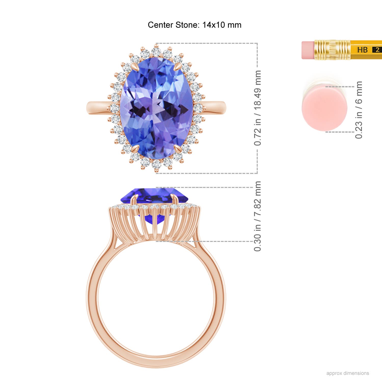 AA - Tanzanite / 6.34 CT / 14 KT Rose Gold