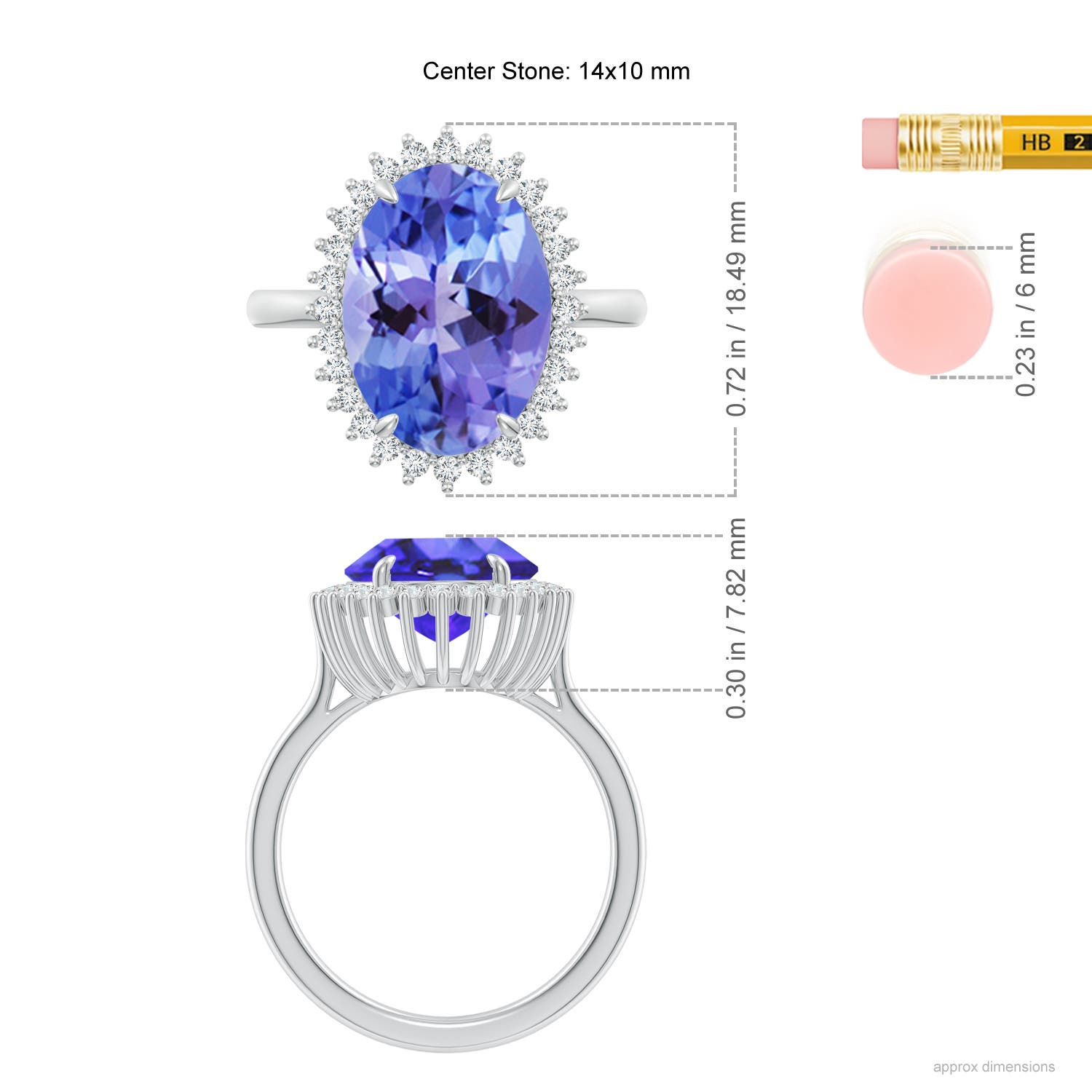 AA - Tanzanite / 6.34 CT / 14 KT White Gold