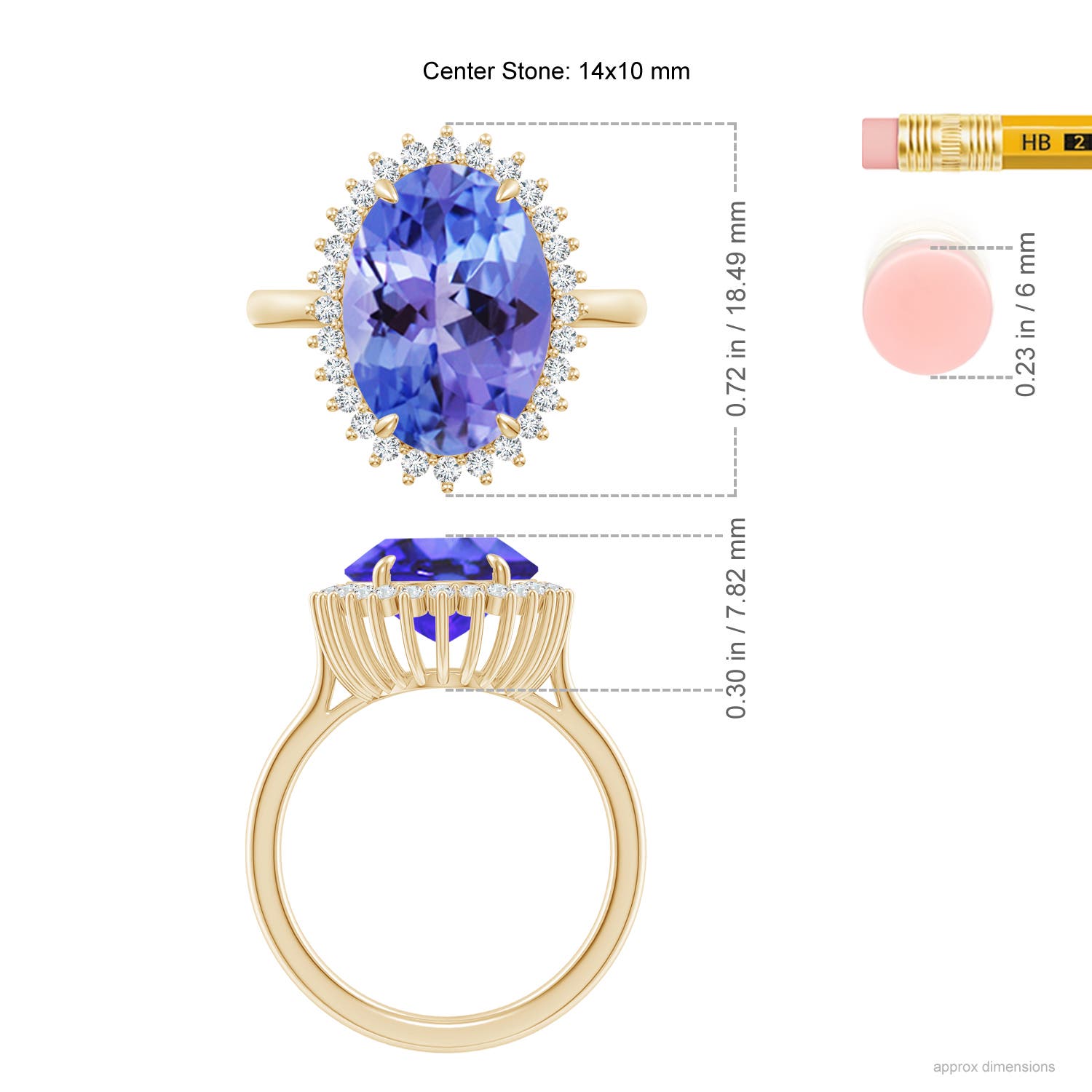 AA - Tanzanite / 6.34 CT / 14 KT Yellow Gold