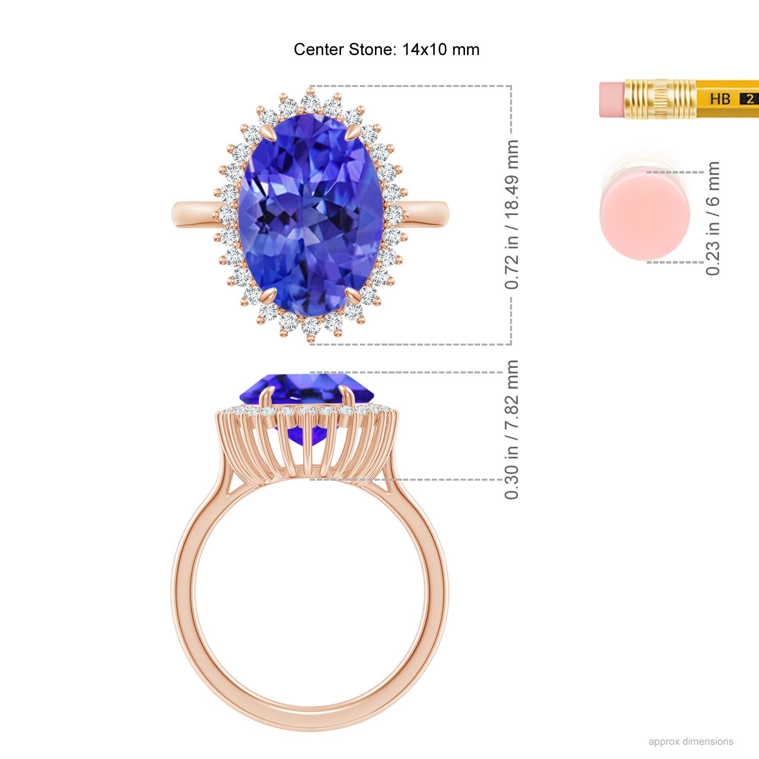 AAA - Tanzanite / 6.34 CT / 14 KT Rose Gold