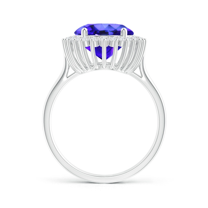 14x10mm AAA Classic Oval Tanzanite Floral Halo Ring in White Gold Side-1