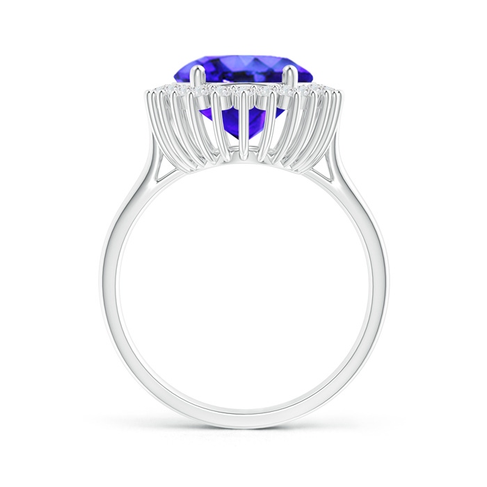 14x10mm AAA Classic Oval Tanzanite Floral Halo Ring in White Gold side-1