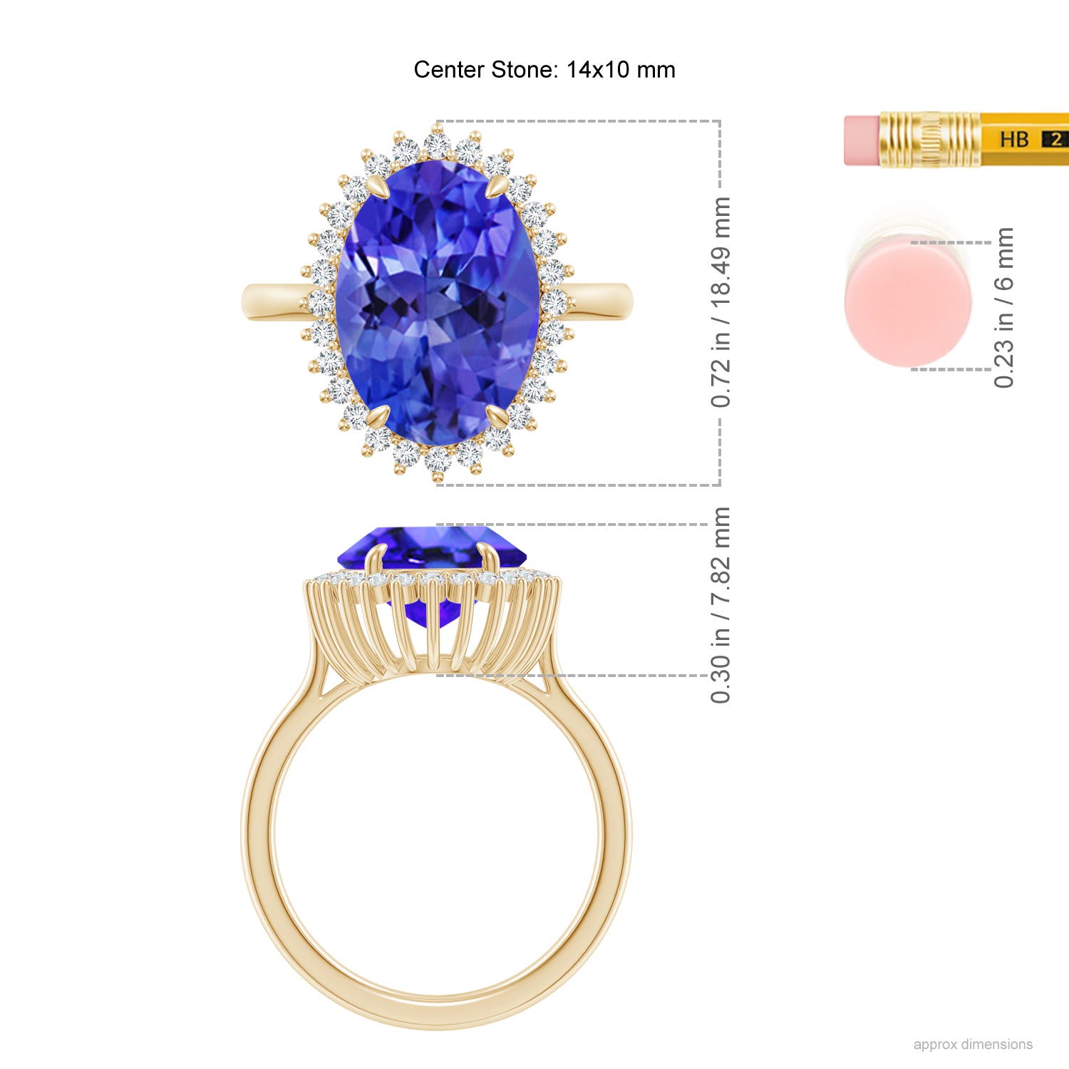 AAA - Tanzanite / 6.34 CT / 14 KT Yellow Gold