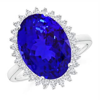 14x10mm AAAA Classic Oval Tanzanite Floral Halo Ring in P950 Platinum