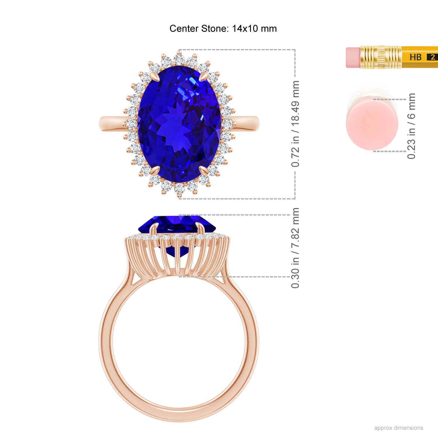 AAAA - Tanzanite / 6.34 CT / 14 KT Rose Gold