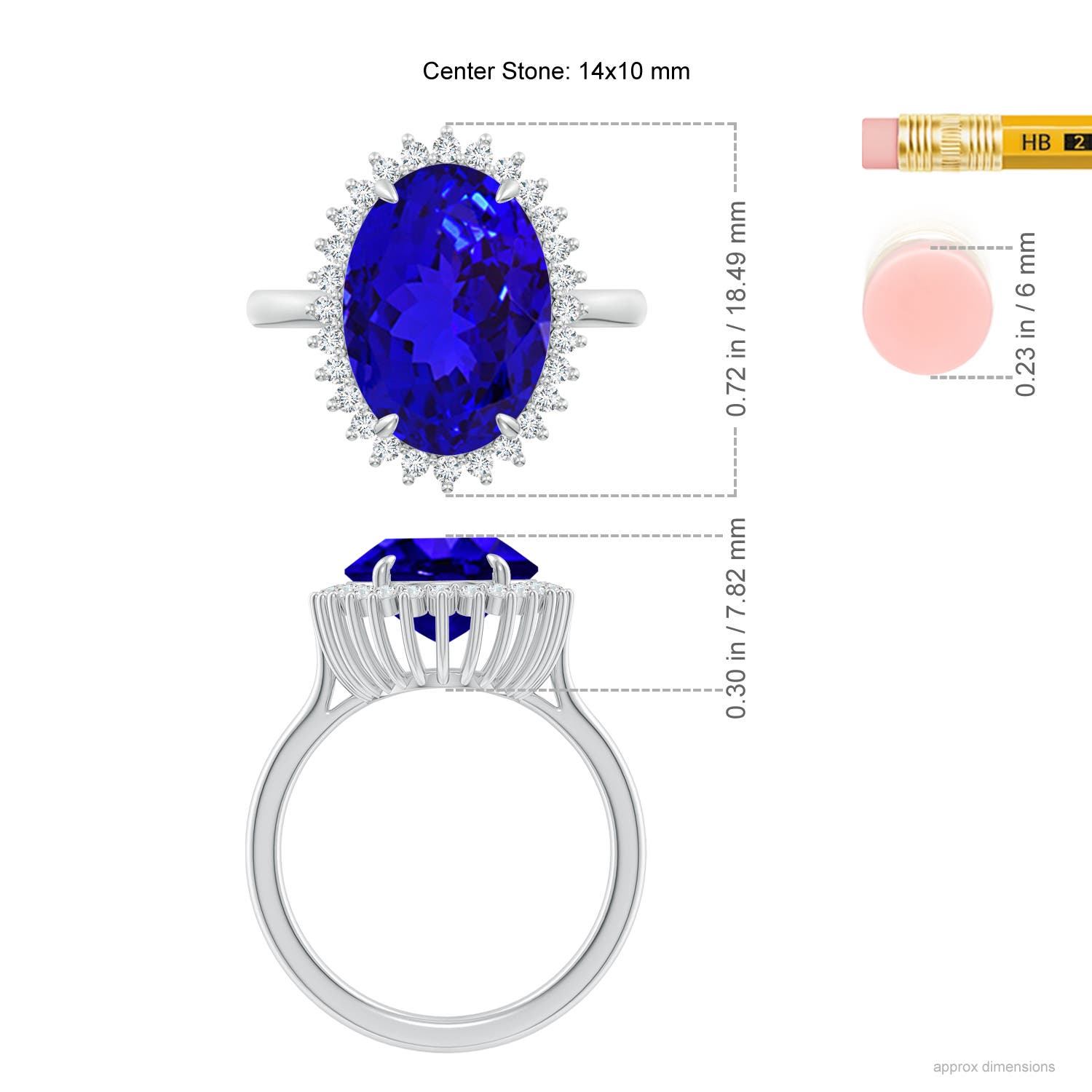 AAAA - Tanzanite / 6.34 CT / 14 KT White Gold