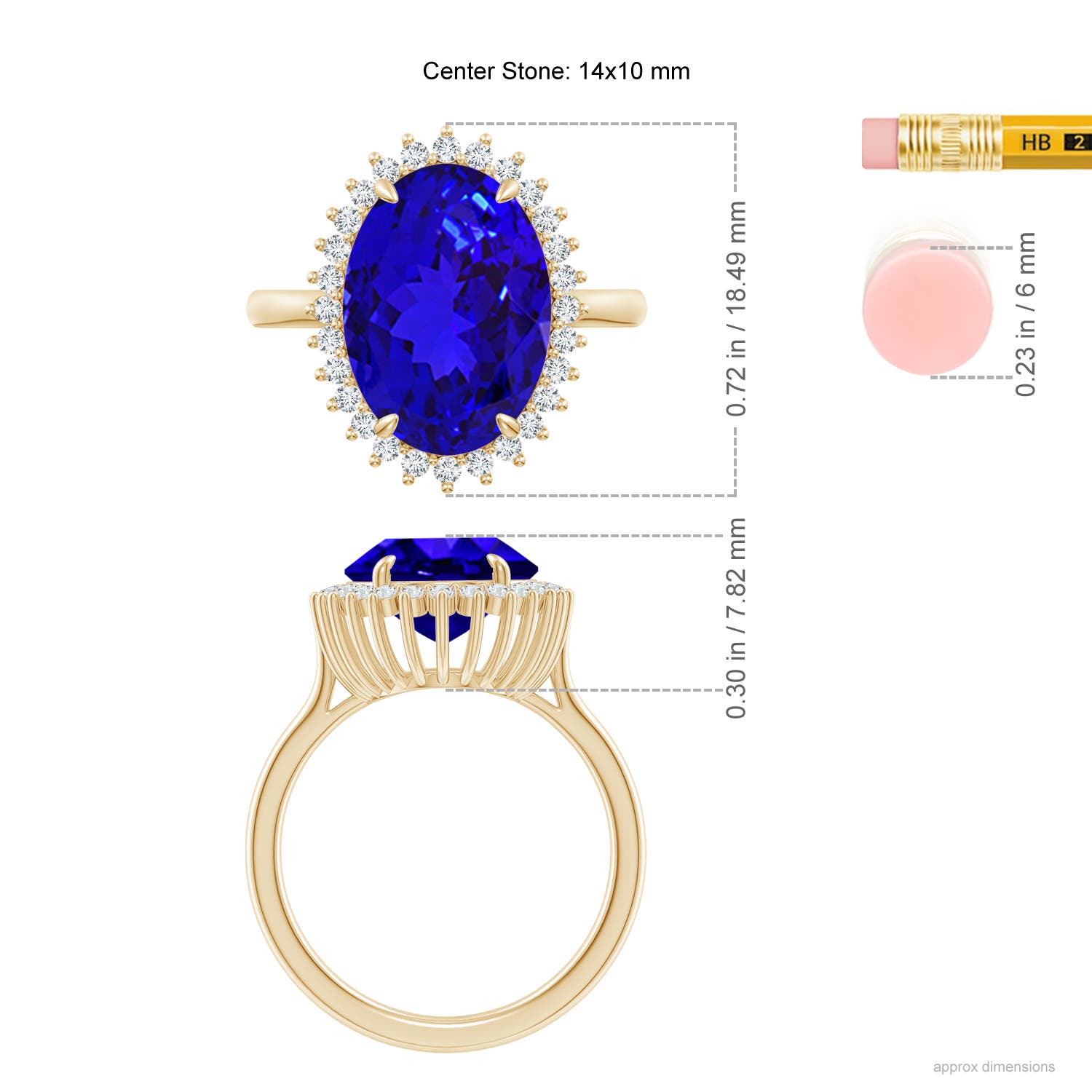 AAAA - Tanzanite / 6.34 CT / 14 KT Yellow Gold