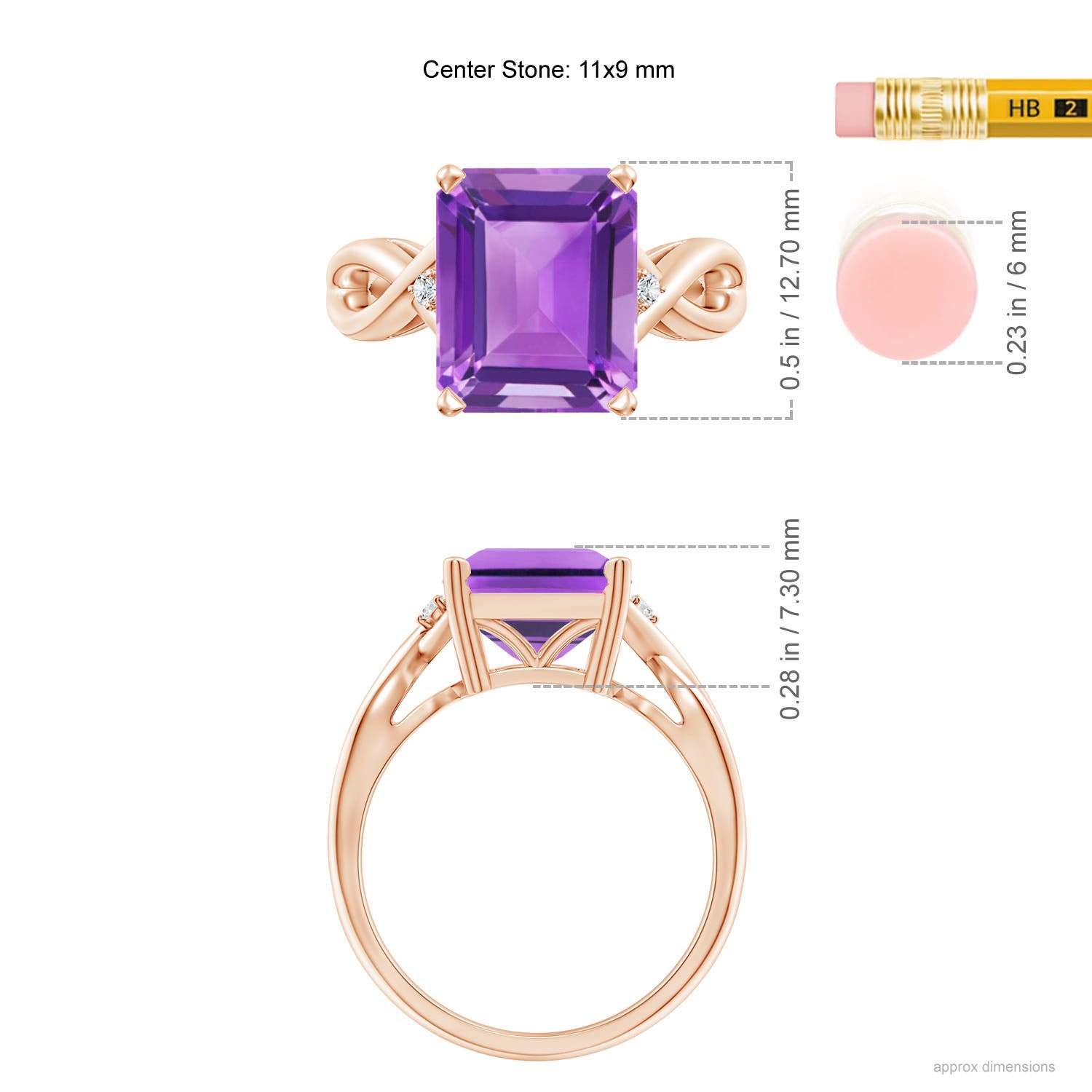 AA - Amethyst / 4.03 CT / 14 KT Rose Gold