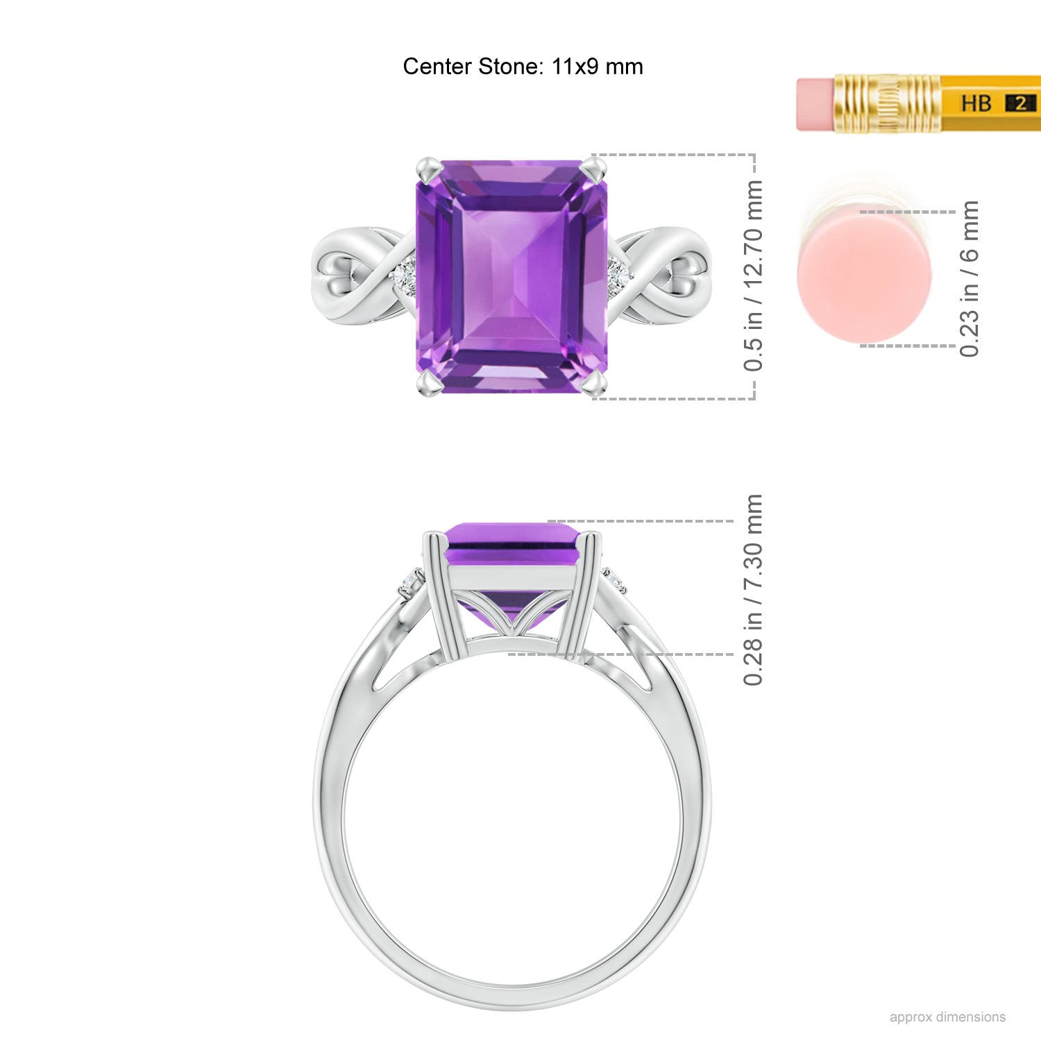 AA - Amethyst / 4.03 CT / 14 KT White Gold