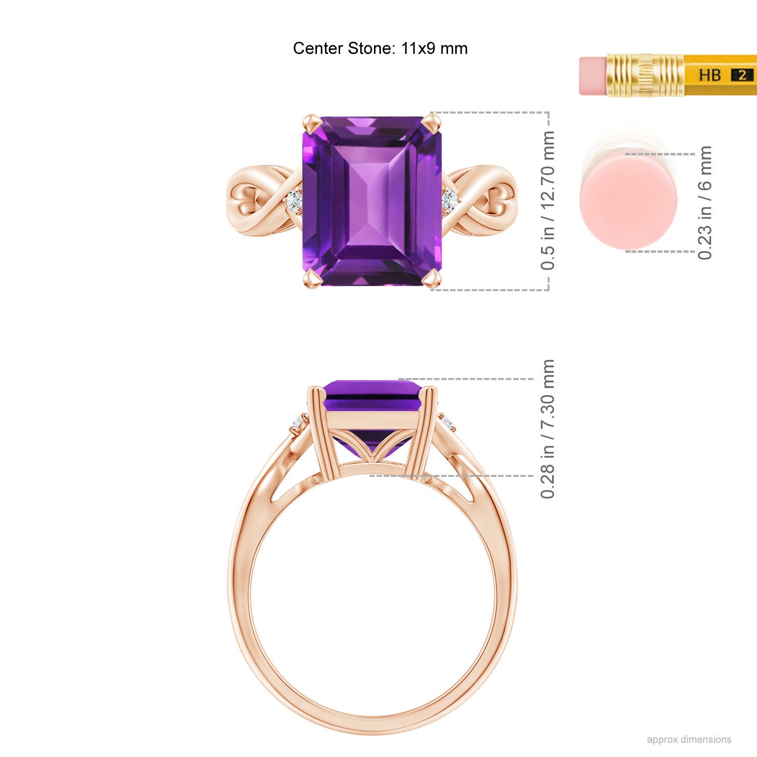 AAAA - Amethyst / 4.03 CT / 14 KT Rose Gold