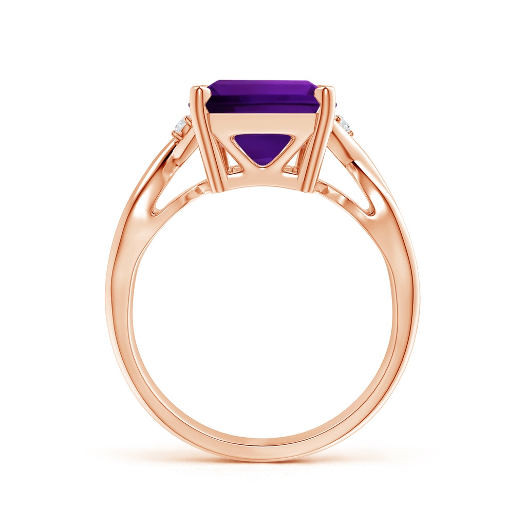 12.10x10.11x7.06mm AAA GIA Certified Emerald-Cut Amethyst Crossover Ring with Diamond Accents in 10K Rose Gold - side 199