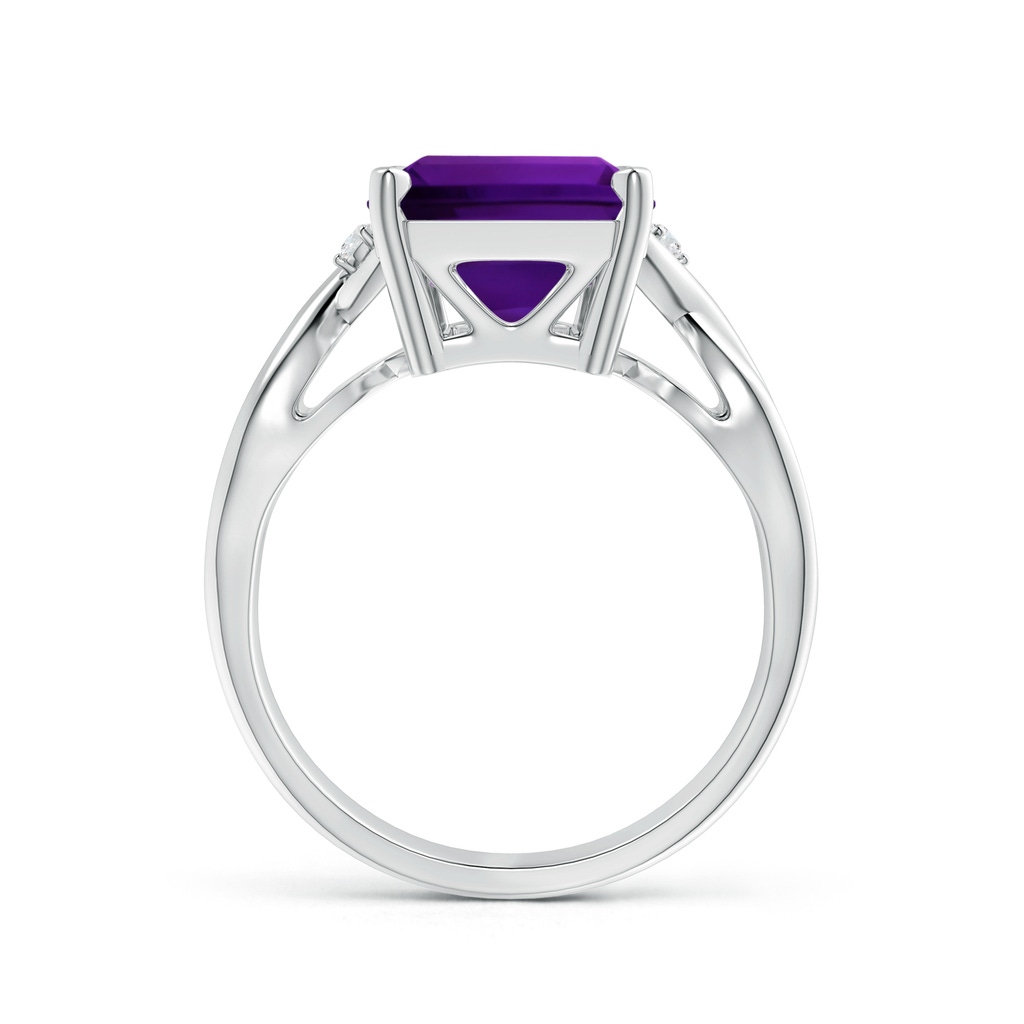12.10x10.11x7.06mm AAA GIA Certified Emerald-Cut Amethyst Crossover Ring with Diamond Accents in White Gold - side 199