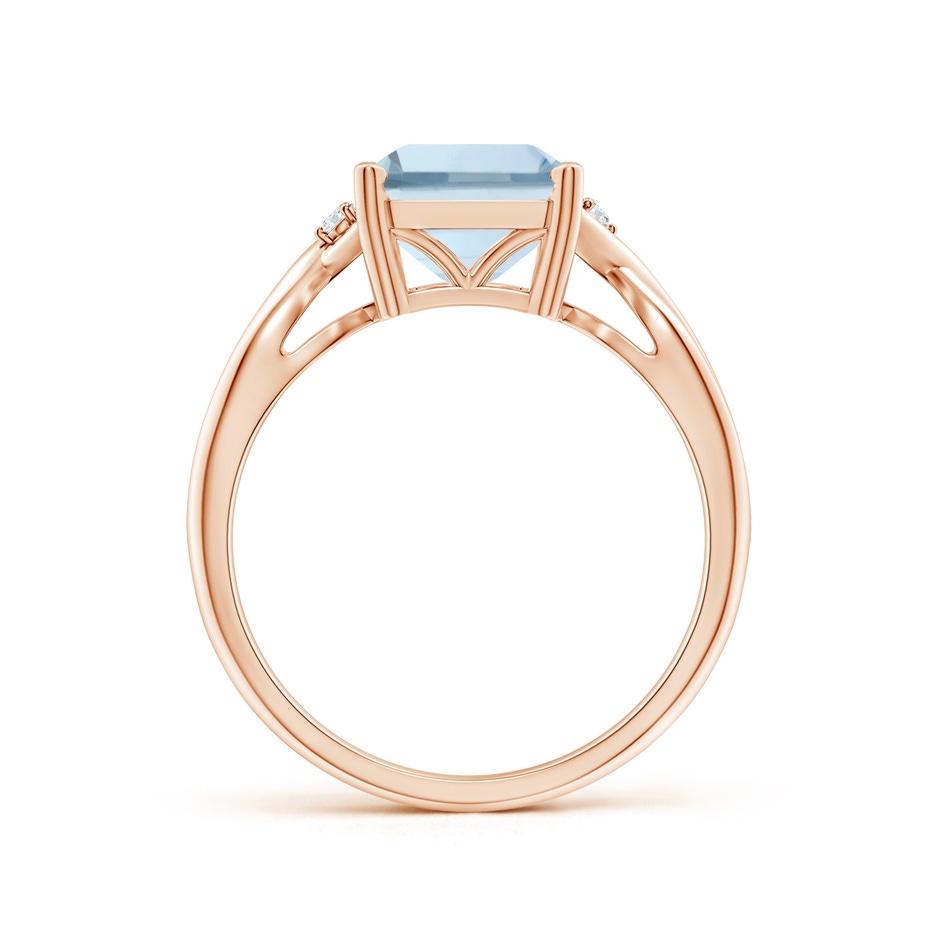 10x8mm A Twist Shank Emerald Cut Aquamarine Statement Ring in Rose Gold side-1