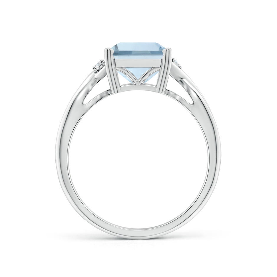 10x8mm A Twist Shank Emerald Cut Aquamarine Statement Ring in White Gold side-1