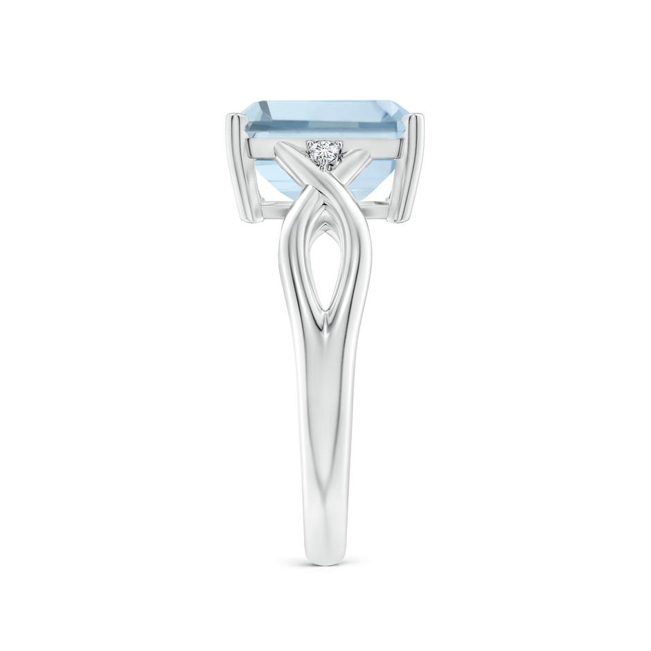 10x8mm A Twist Shank Emerald Cut Aquamarine Statement Ring in White Gold side-2