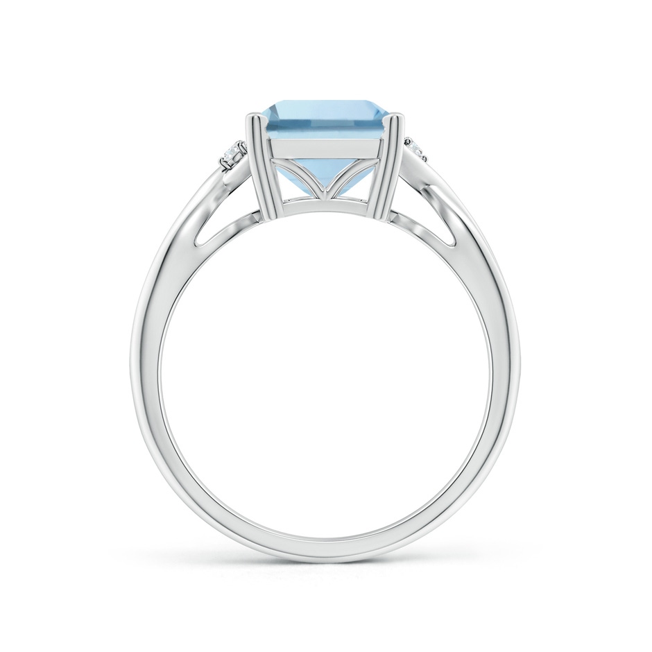 10x8mm AA Twist Shank Emerald Cut Aquamarine Statement Ring in White Gold side-1
