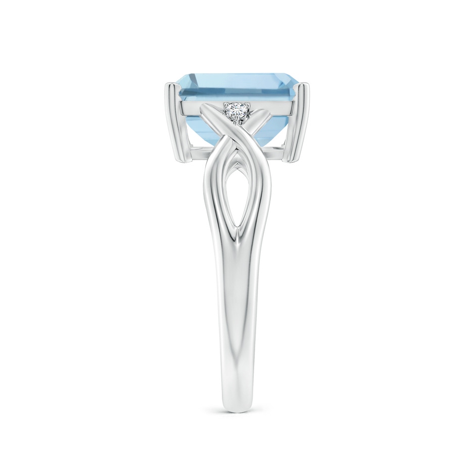 10x8mm AA Twist Shank Emerald Cut Aquamarine Statement Ring in White Gold side-2