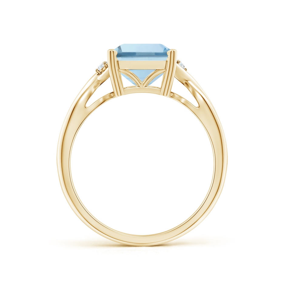 10x8mm AA Twist Shank Emerald Cut Aquamarine Statement Ring in Yellow Gold side-1