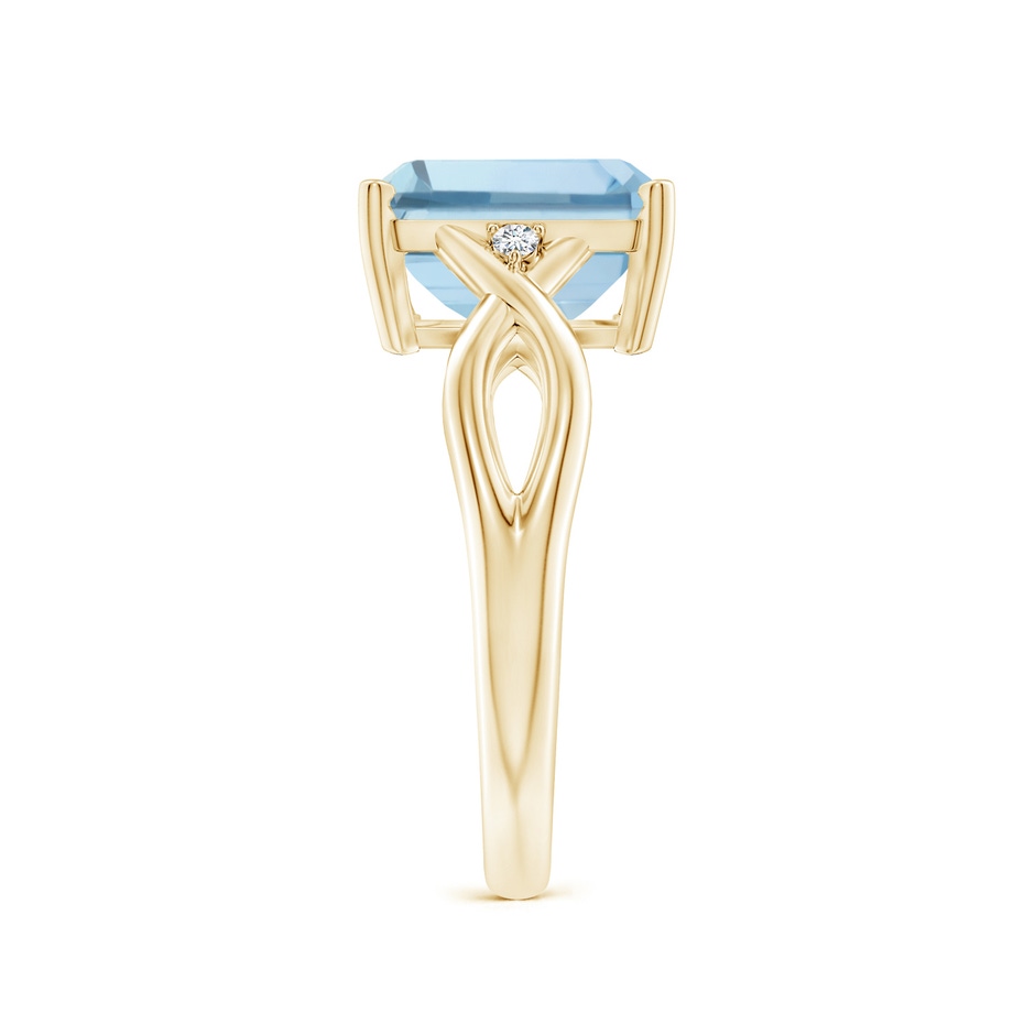 10x8mm AA Twist Shank Emerald Cut Aquamarine Statement Ring in Yellow Gold side-2
