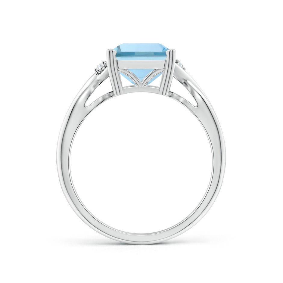 10x8mm AAA Twist Shank Emerald Cut Aquamarine Statement Ring in P950 Platinum side-1