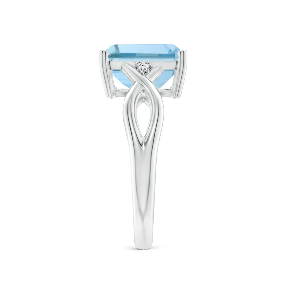 10x8mm AAA Twist Shank Emerald Cut Aquamarine Statement Ring in P950 Platinum side-2