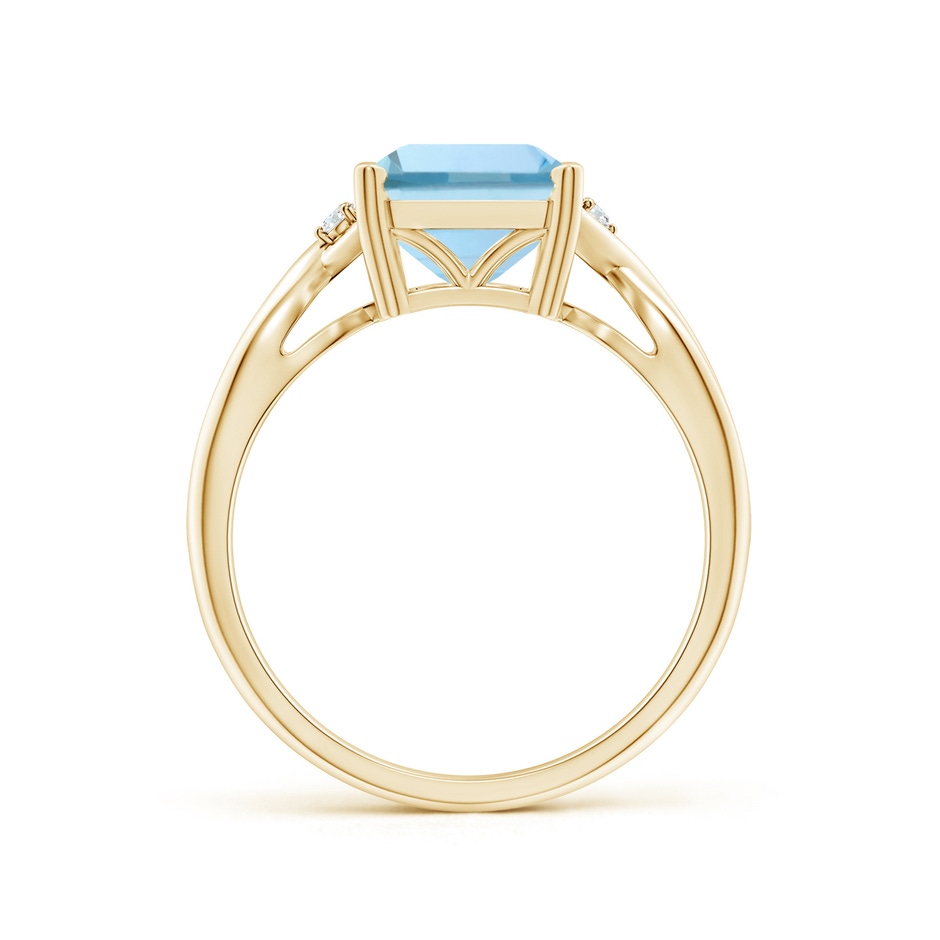 10x8mm AAA Twist Shank Emerald Cut Aquamarine Statement Ring in Yellow Gold side-1