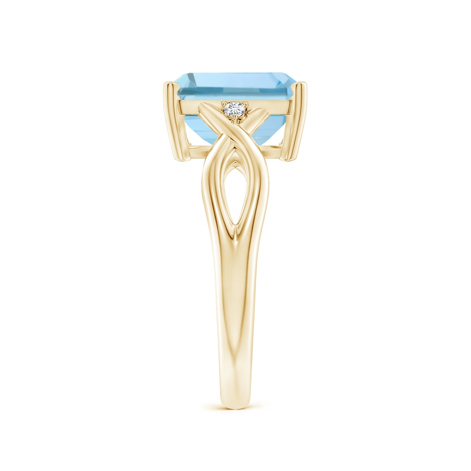 10x8mm AAA Twist Shank Emerald Cut Aquamarine Statement Ring in Yellow Gold side-2