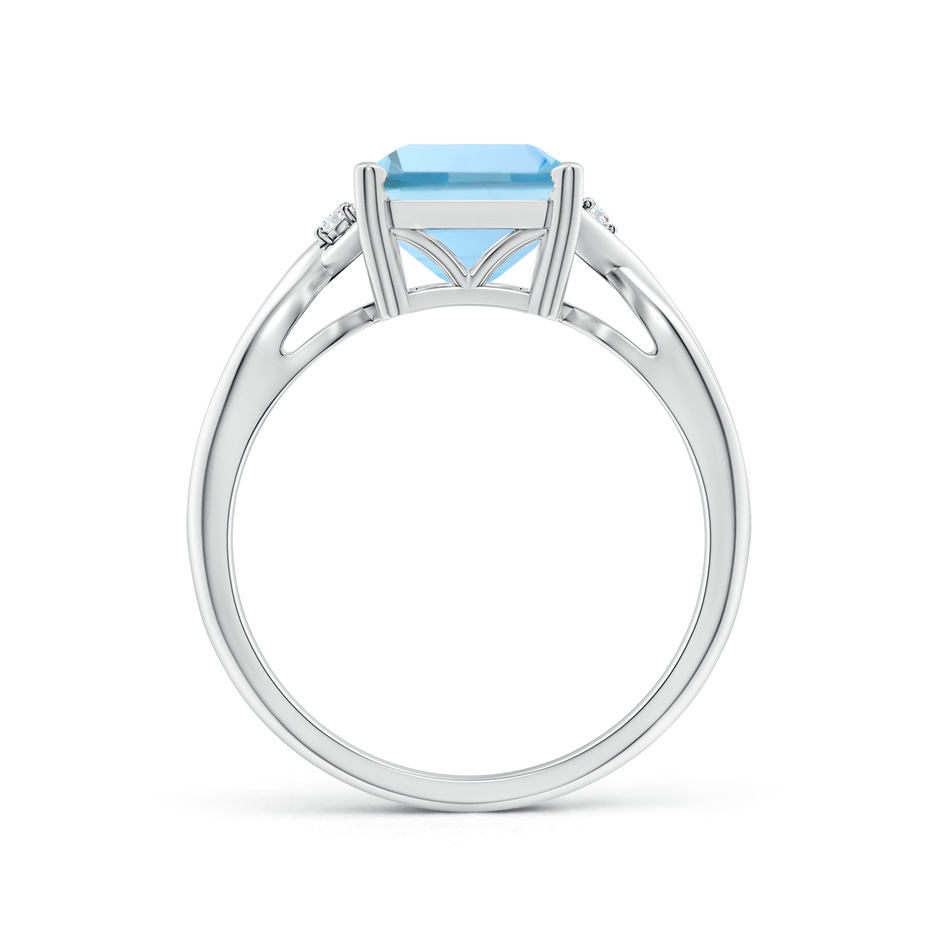 10x8mm AAAA Twist Shank Emerald Cut Aquamarine Statement Ring in P950 Platinum side-1