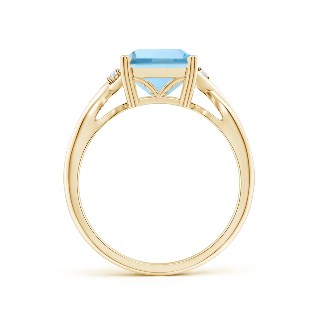 10x8mm AAAA Twist Shank Emerald Cut Aquamarine Statement Ring in Yellow Gold - side_1