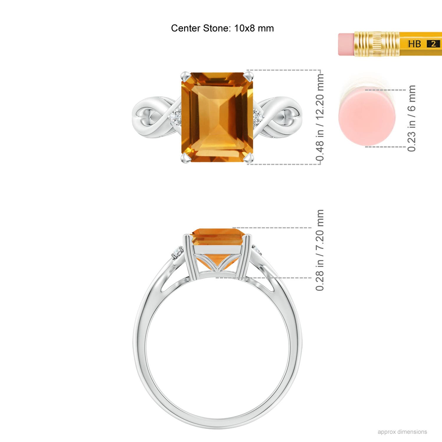 AA - Citrine / 3.13 CT / 14 KT White Gold