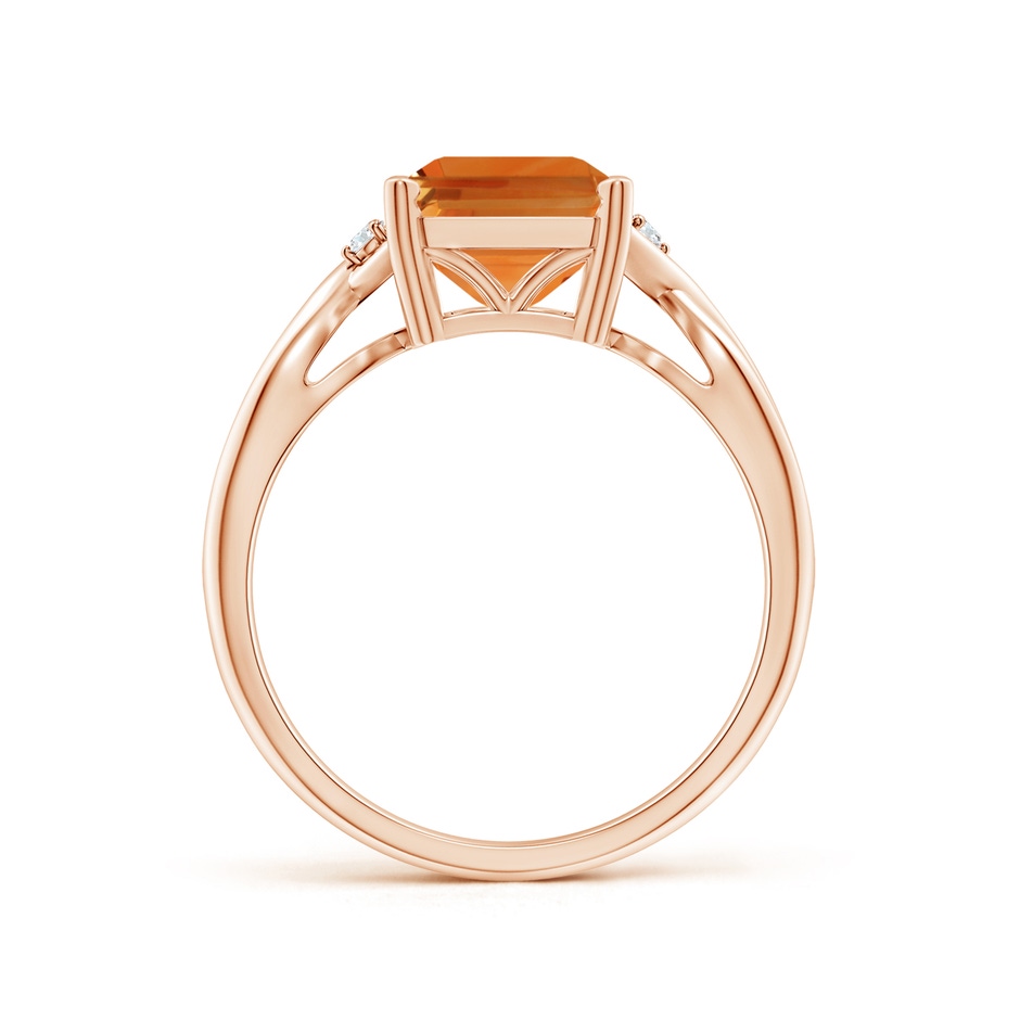10x8mm AAA Twist Shank Emerald Cut Citrine Statement Ring in Rose Gold side-1