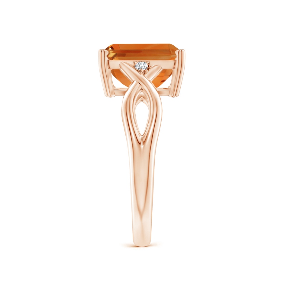 10x8mm AAA Twist Shank Emerald Cut Citrine Statement Ring in Rose Gold side-2