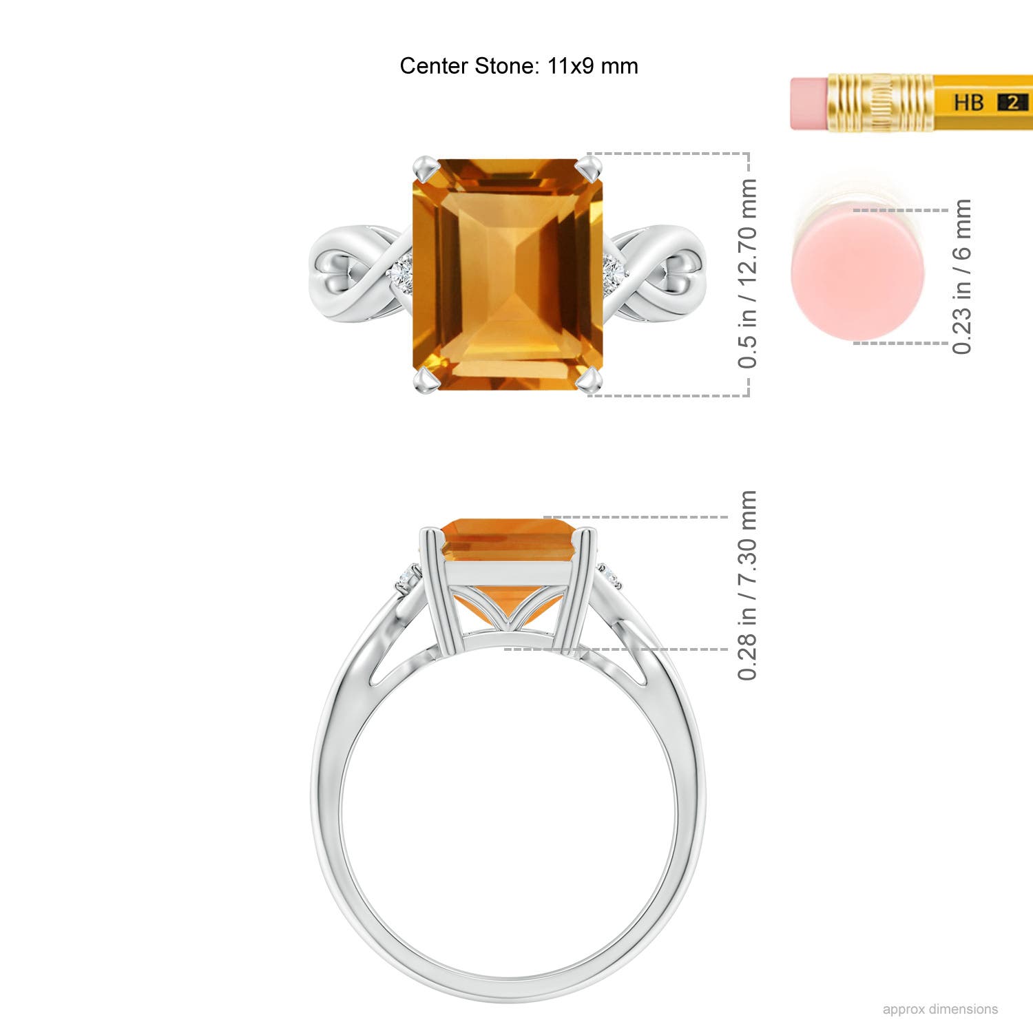 AA - Citrine / 4.23 CT / 14 KT White Gold