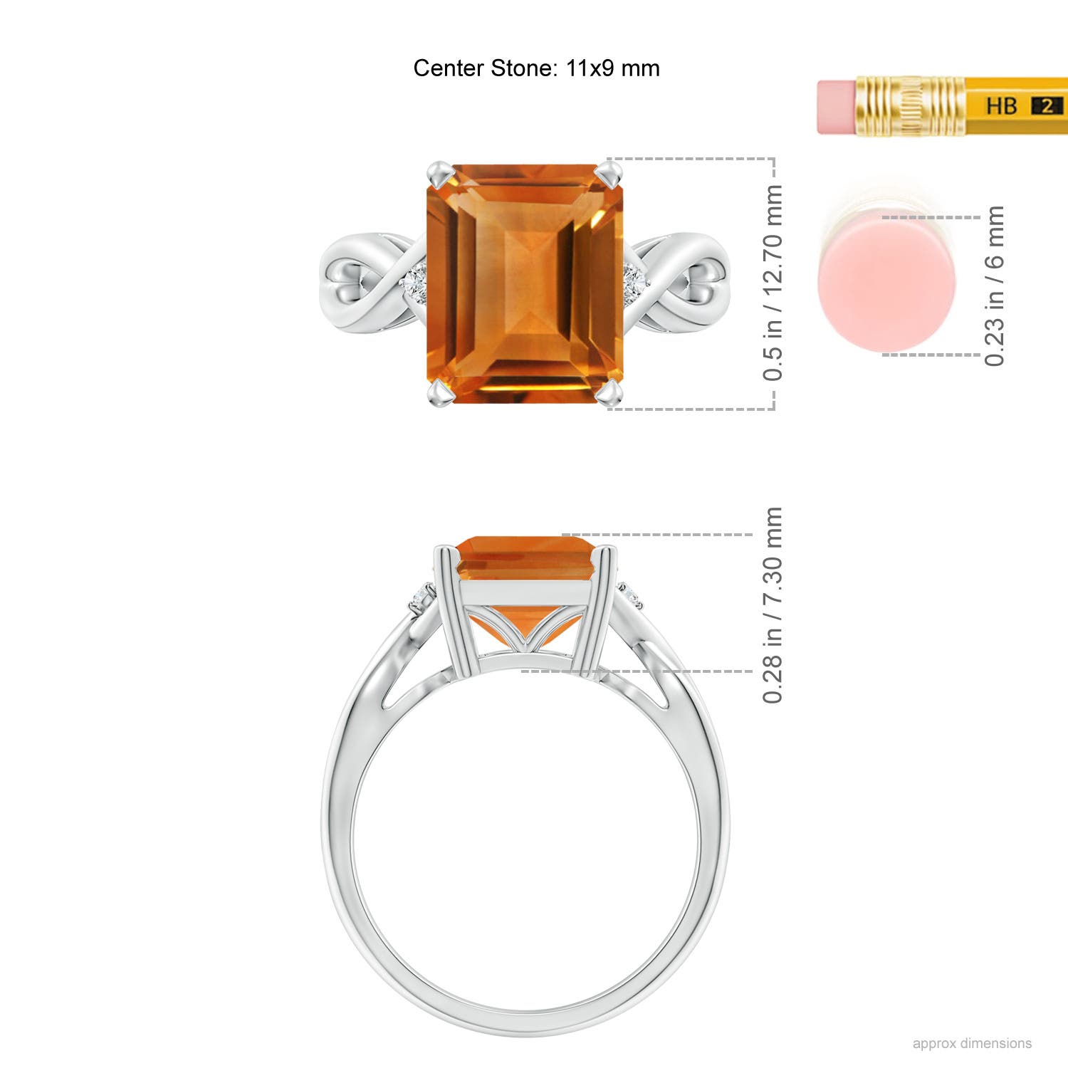 AAA - Citrine / 4.23 CT / 14 KT White Gold