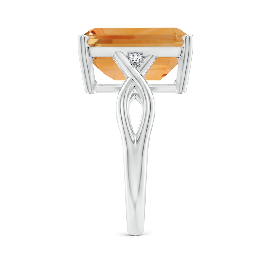 14x10mm A Twist Shank Emerald Cut Citrine Statement Ring in White Gold side-2