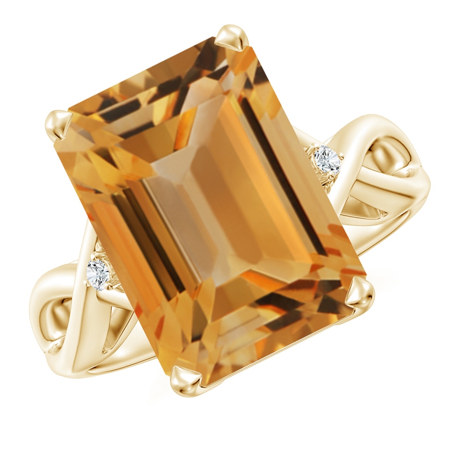 14x10mm A Twist Shank Emerald Cut Citrine Statement Ring in Yellow Gold 