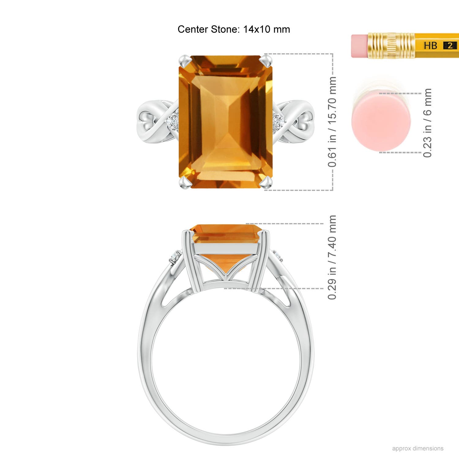 AA - Citrine / 6.83 CT / 14 KT White Gold