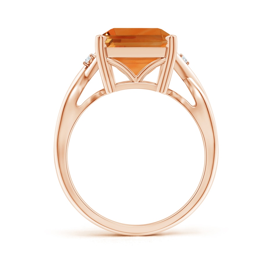 14x10mm AAA Twist Shank Emerald Cut Citrine Statement Ring in Rose Gold side-1