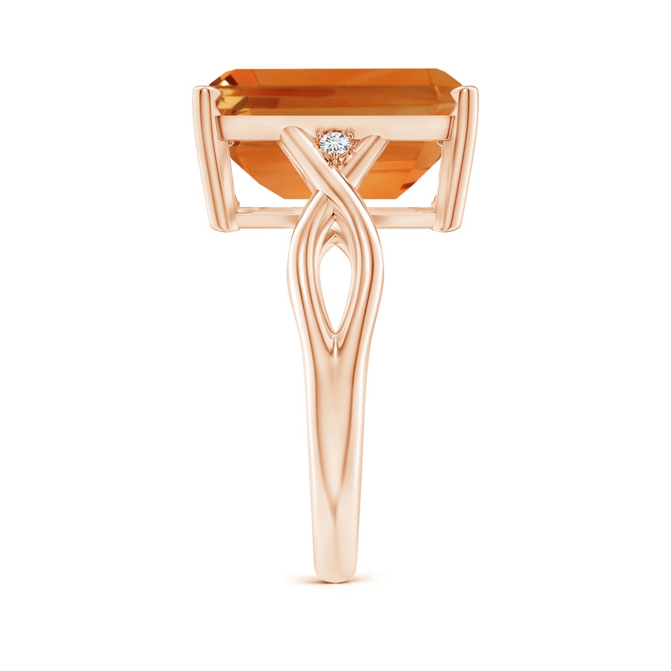 14x10mm AAA Twist Shank Emerald Cut Citrine Statement Ring in Rose Gold side-2