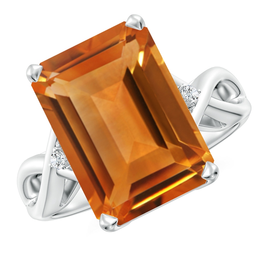 14x10mm AAA Twist Shank Emerald Cut Citrine Statement Ring in White Gold 