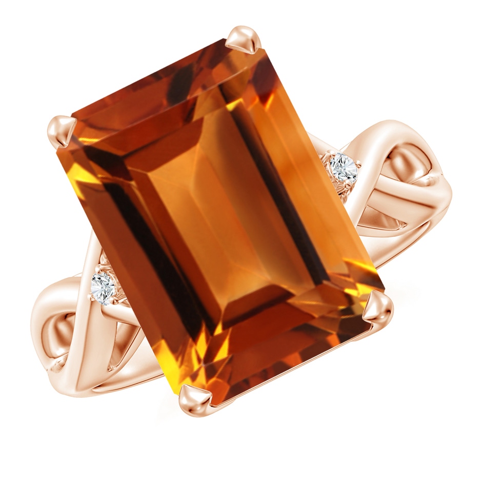 14x10mm AAAA Twist Shank Emerald Cut Citrine Statement Ring in Rose Gold 