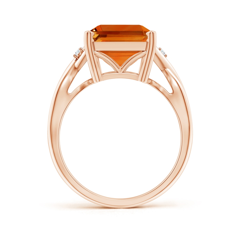 14x10mm AAAA Twist Shank Emerald Cut Citrine Statement Ring in Rose Gold side-1