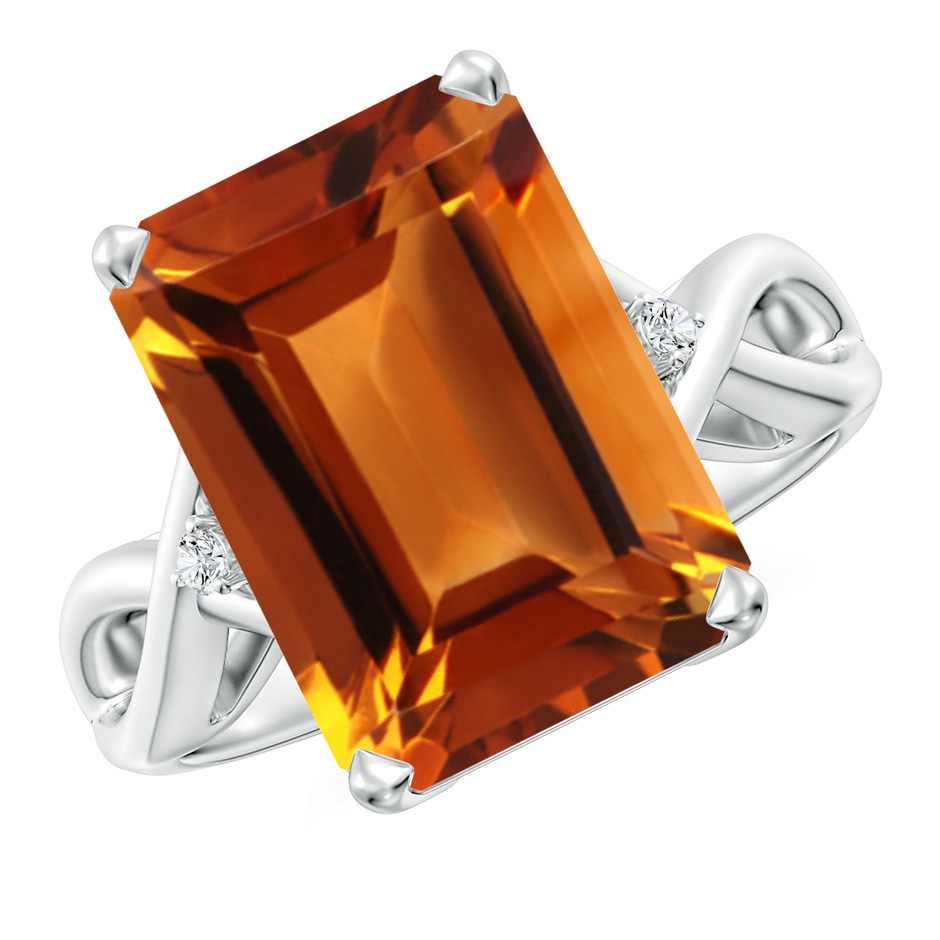 14x10mm AAAA Twist Shank Emerald Cut Citrine Statement Ring in White Gold 