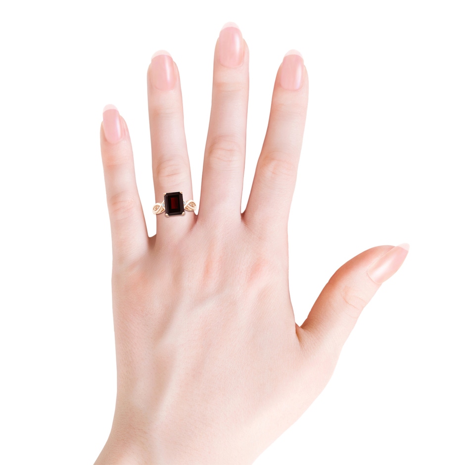 10x8mm A Twist Shank Emerald Cut Garnet Statement Ring in 9K Rose Gold product image