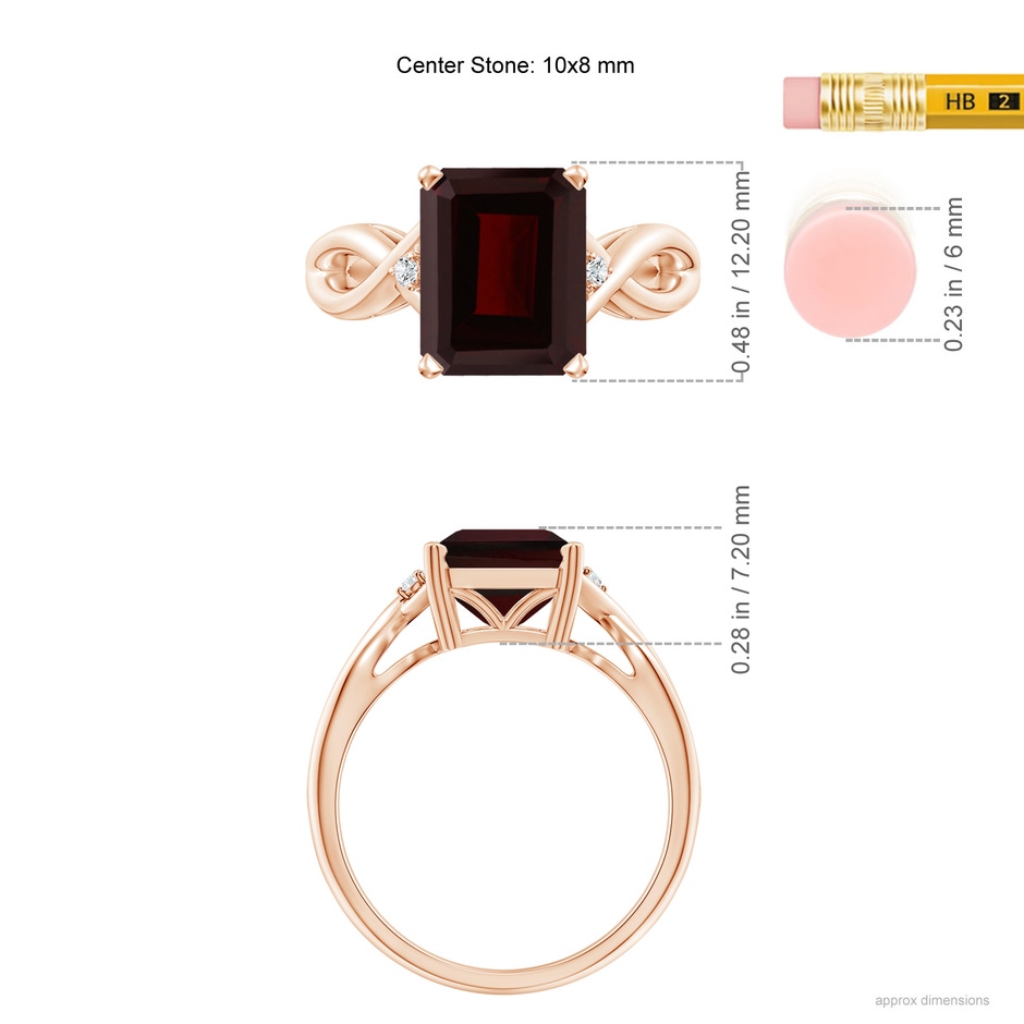 10x8mm A Twist Shank Emerald Cut Garnet Statement Ring in 9K Rose Gold product image