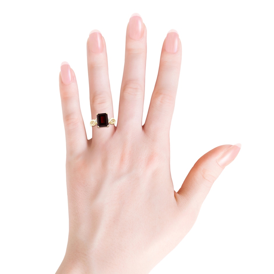 10x8mm A Twist Shank Emerald Cut Garnet Statement Ring in 9K Yellow Gold product image