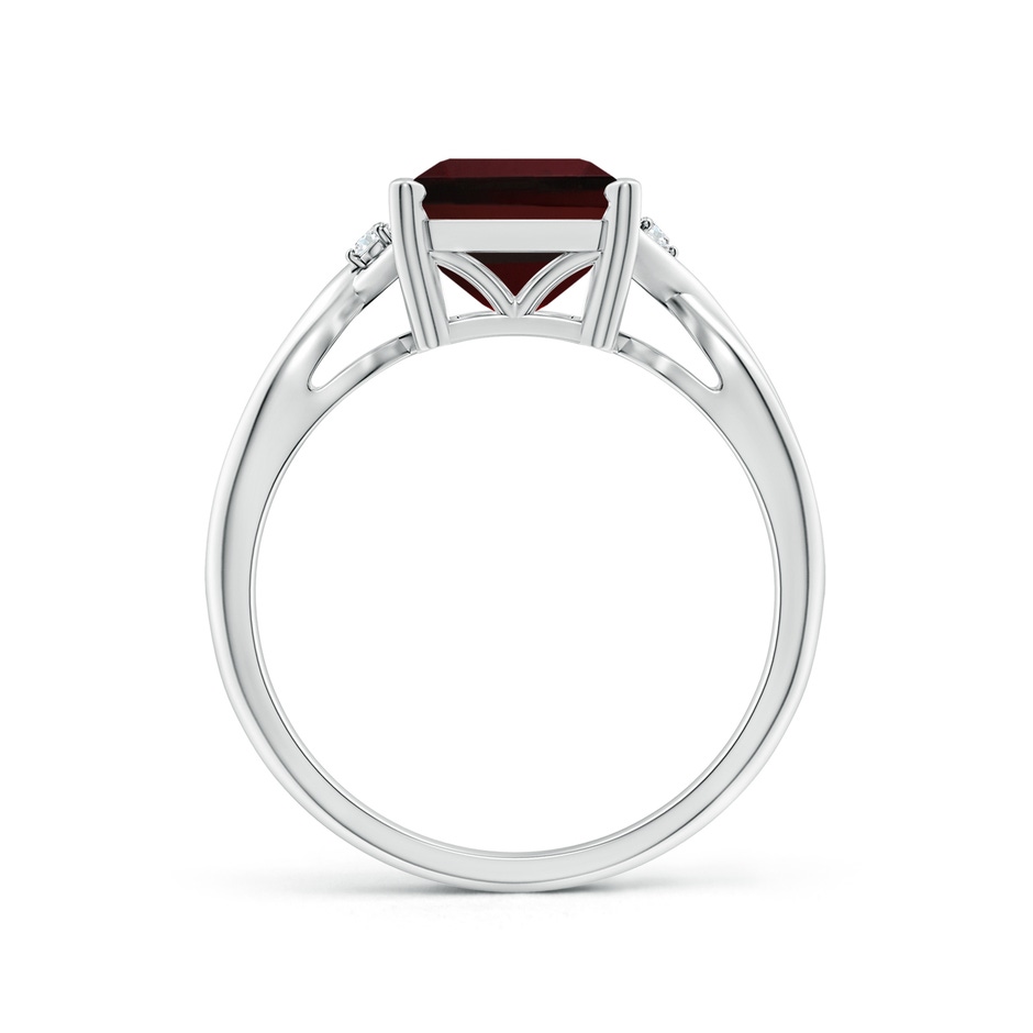 10x8mm AAA Twist Shank Emerald Cut Garnet Statement Ring in White Gold side-1