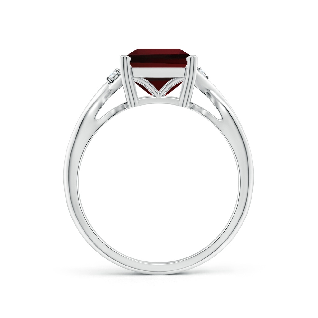 10x8mm AAAA Twist Shank Emerald Cut Garnet Statement Ring in P950 Platinum - side_1