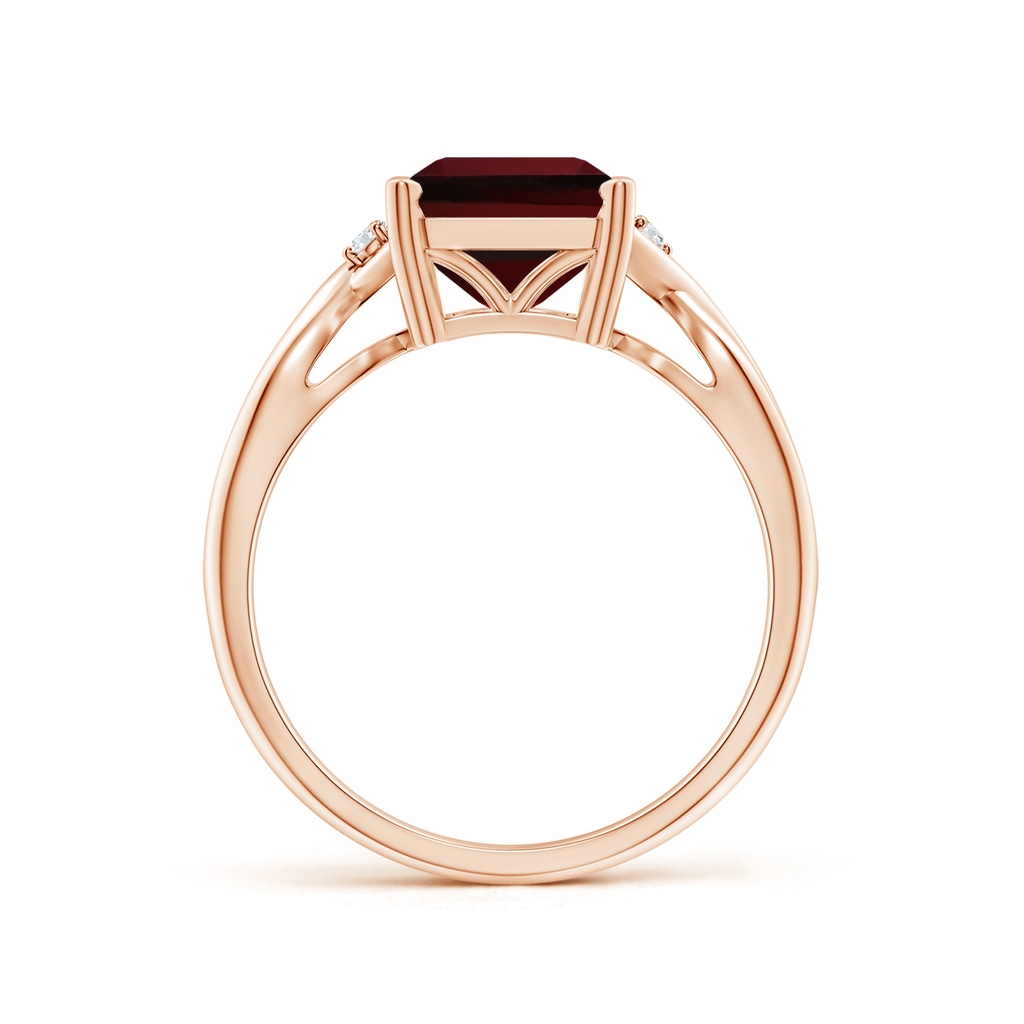 10x8mm AAAA Twist Shank Emerald Cut Garnet Statement Ring in Rose Gold - side_1